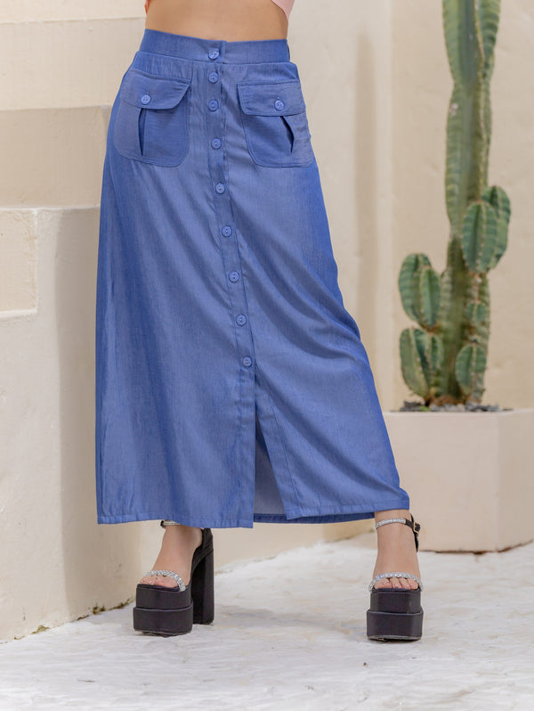 Falda larga chambray